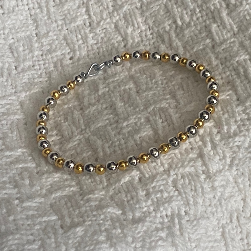 Two-tone, handmade beaded bracelet
